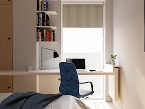 Projekt mieszkania w Poznaniu - Mała szara z biurkiem sypialnia, styl nowoczesny - zdjęcie od STUDIO PODRYS