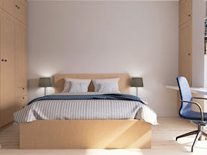 Projekt mieszkania w Poznaniu - Mała biała z biurkiem sypialnia, styl nowoczesny - zdjęcie od STUDIO PODRYS