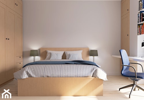 Projekt mieszkania w Poznaniu - Mała biała z biurkiem sypialnia, styl nowoczesny - zdjęcie od STUDIO PODRYS