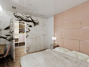 Projekt domu w Legionowie - Mała biała brązowa z biurkiem sypialnia, styl nowoczesny - zdjęcie od Mysprojekt Marek Myszkowski