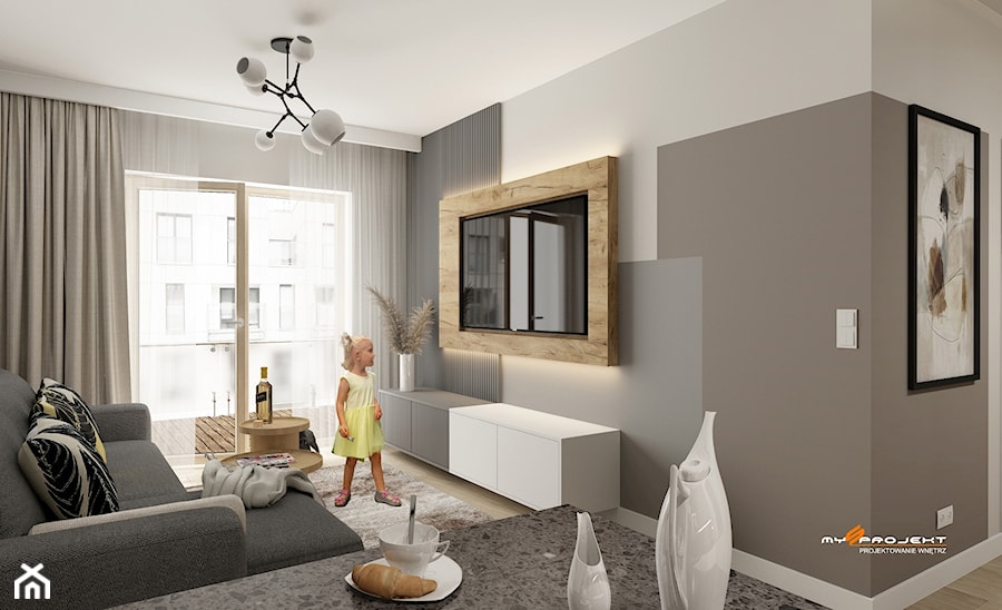 Projekt mieszkania Nowy Dwór Mazowiecki - Salon, styl minimalistyczny - zdjęcie od Mysprojekt Marek Myszkowski