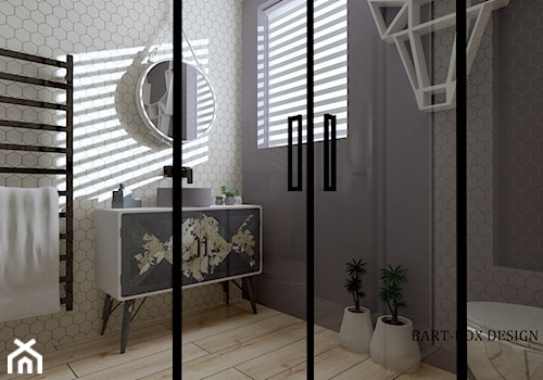 ŁAZIENKA W KOLORACH - Średnia łazienka z oknem, styl nowoczesny - zdjęcie od Justyna Nabielec