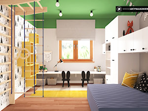 POKÓJ DZIECIĘCY AZ W MIĘDZYCHODZIE - Duży biały szary zielony pokój dziecka dla dziecka dla nastolatka dla chłopca dla dziewczynki, styl nowoczesny - zdjęcie od LUCYNA JAŚKIEWICZ Architektura & Wnętrza