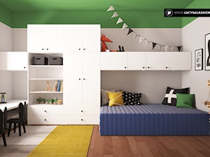 POKÓJ DZIECIĘCY AZ W MIĘDZYCHODZIE - Duży szary zielony pokój dziecka dla dziecka dla nastolatka dla chłopca, styl nowoczesny - zdjęcie od LUCYNA JAŚKIEWICZ Architektura & Wnętrza