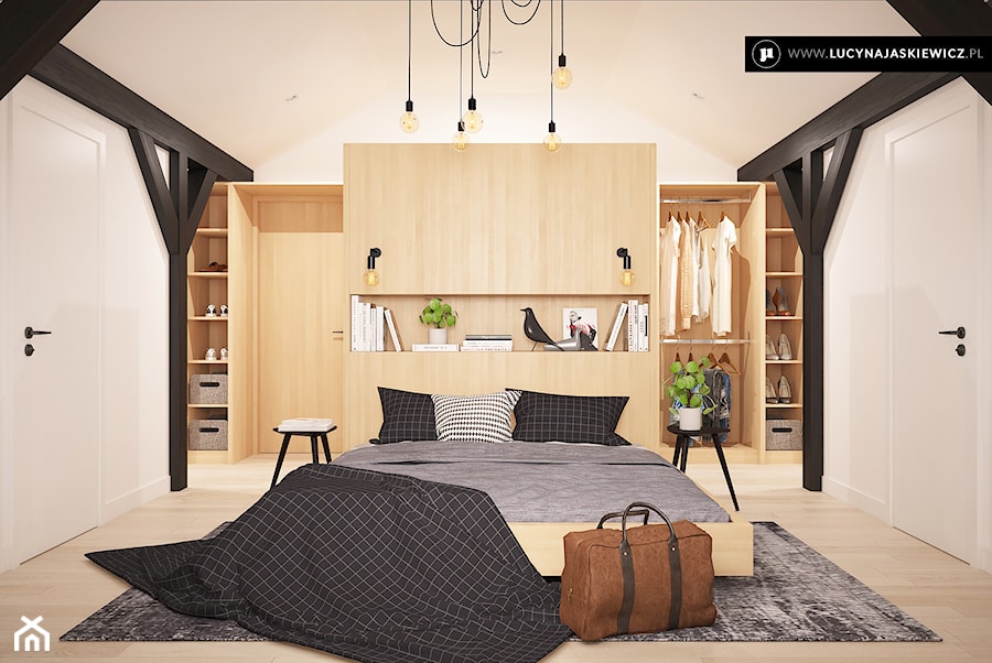 DOM JP W LUSÓWKU - Średnia biała sypialnia, styl nowoczesny - zdjęcie od LUCYNA JAŚKIEWICZ Architektura & Wnętrza