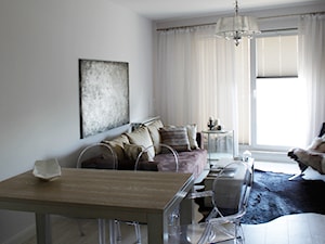 Mieszkanie Wola - realizacja - Średni biały salon z jadalnią, styl skandynawski - zdjęcie od LOMAdesign