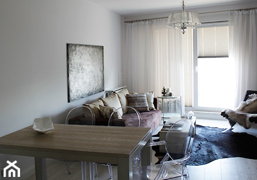 Mieszkanie Wola - realizacja - Średni biały salon z jadalnią, styl skandynawski - zdjęcie od LOMAdesign