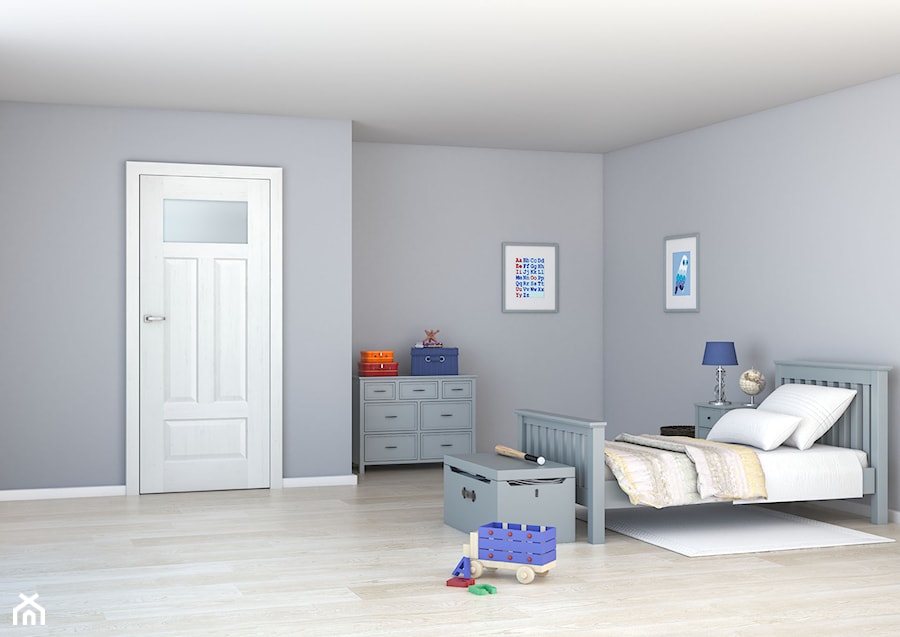 Nestor - Duży szary pokój dziecka dla dziecka dla nastolatka dla chłopca, styl minimalistyczny - zdjęcie od DRE