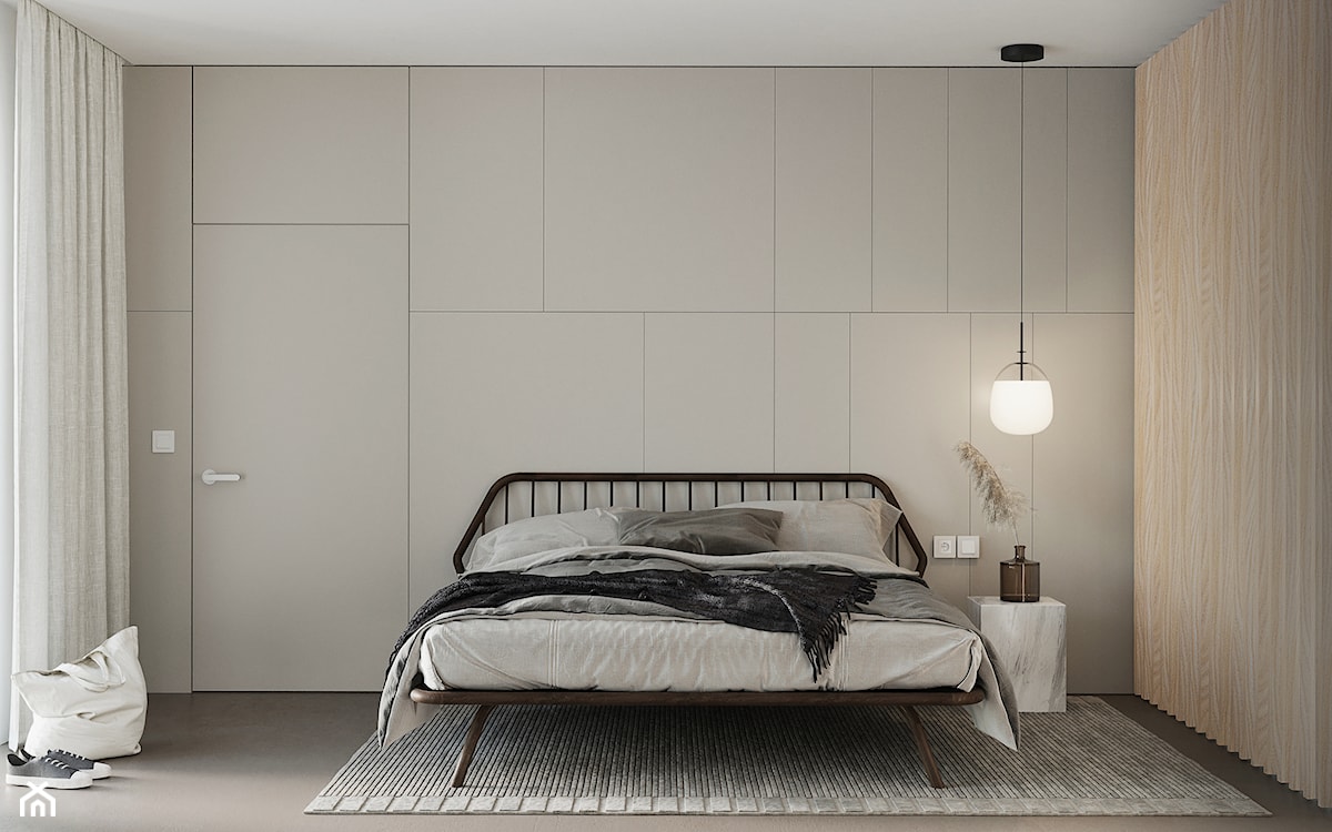 minimalistyczna sypialnia, jasna sypialnia