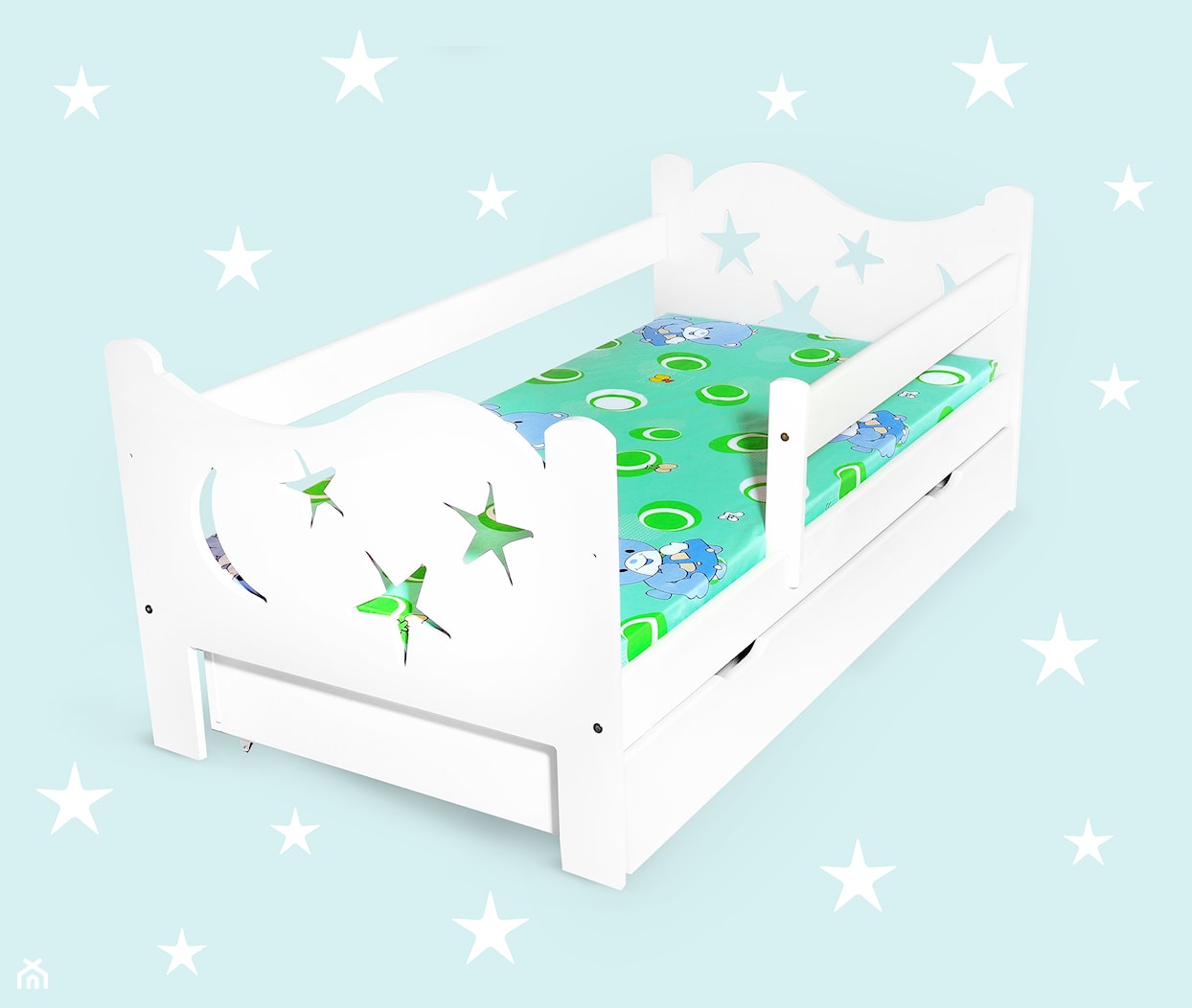 łóżko drewniane dziecięce białe gwiazdka - zdjęcie od lozkasosnowe_pl - Homebook