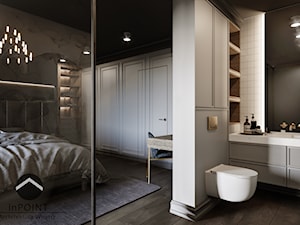 Ciemna sypialnia - Łazienka, styl nowoczesny - zdjęcie od inPOINT Architektura Wnętrz