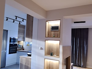 Projekt kuchni z salonem - Nowy Sącz 49m2 - Salon, styl nowoczesny - zdjęcie od GProjekt studio projektowania wnętrz