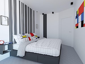 Mała biała szara sypialnia, styl nowoczesny - zdjęcie od ZB - Projektowanie Wnętrz