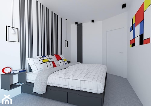 Mała biała szara sypialnia, styl nowoczesny - zdjęcie od ZB - Projektowanie Wnętrz