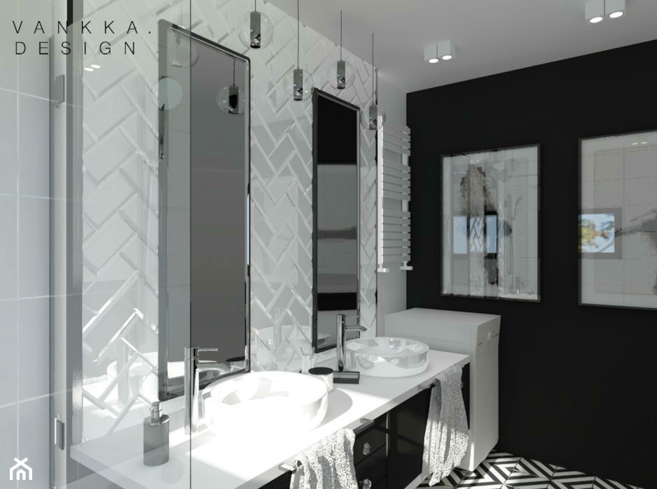 Łazienka z białą cegiełką - zdjęcie od VANKKA.design Marta Czekańska - Homebook