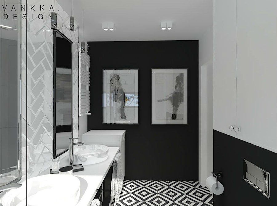 Łazienka z białą cegiełką - zdjęcie od VANKKA.design Marta Czekańska
