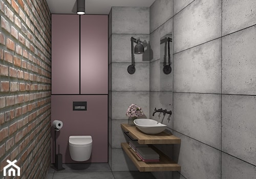 toaleta - Mała bez okna z lustrem z punktowym oświetleniem łazienka - zdjęcie od k.deerstyle