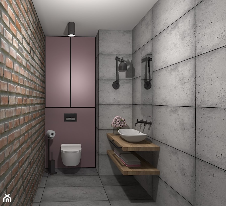 toaleta - Mała bez okna z lustrem z punktowym oświetleniem łazienka - zdjęcie od k.deerstyle