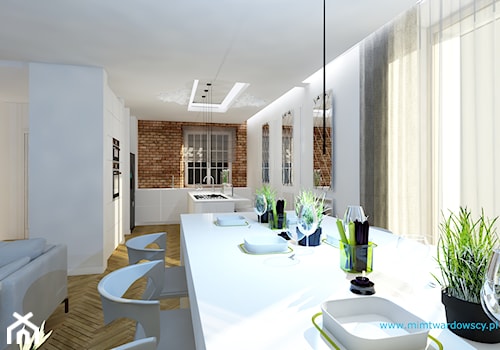 SKRO klasyka i elegancja :) - Średni biały salon z kuchnią z jadalnią, styl tradycyjny - zdjęcie od mimtwardowscy