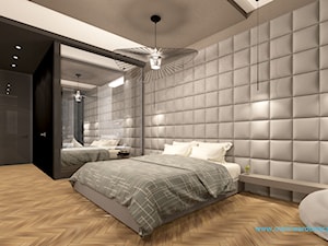 ROOM 01 Pokój hotelowy nowoczesny :) - Duża czarna szara sypialnia, styl nowoczesny - zdjęcie od mimtwardowscy