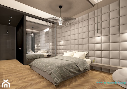 ROOM 01 Pokój hotelowy nowoczesny :) - Duża czarna szara sypialnia, styl nowoczesny - zdjęcie od mimtwardowscy
