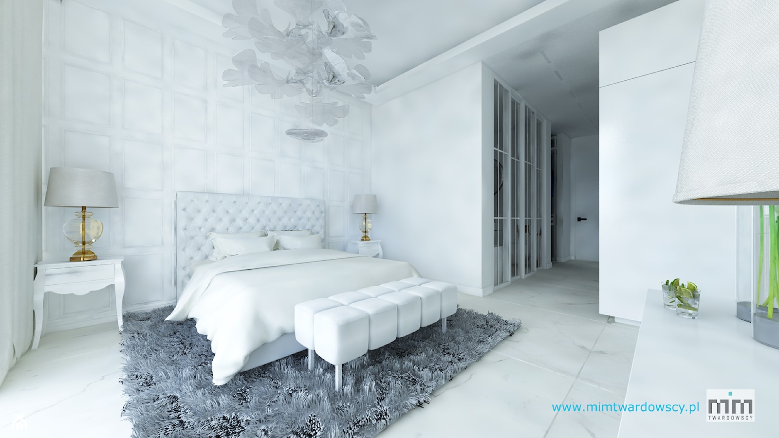 ROOM 01 Pokój hotelowy glamour :) - Duża biała sypialnia, styl glamour - zdjęcie od mimtwardowscy - Homebook