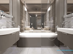 ROOM 01 Pokój hotelowy nowoczesny :) - Mała bez okna z lustrem z dwoma umywalkami łazienka, styl skandynawski - zdjęcie od mimtwardowscy