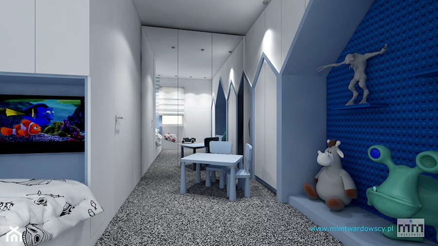 KROP pokój Leo :) - Średni biały niebieski pokój dziecka dla dziecka dla chłopca, styl nowoczesny - zdjęcie od mimtwardowscy