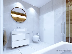 DOM łazienka w leśnym domu :) - Średnia bez okna z lustrem z punktowym oświetleniem łazienka, styl nowoczesny - zdjęcie od mimtwardowscy