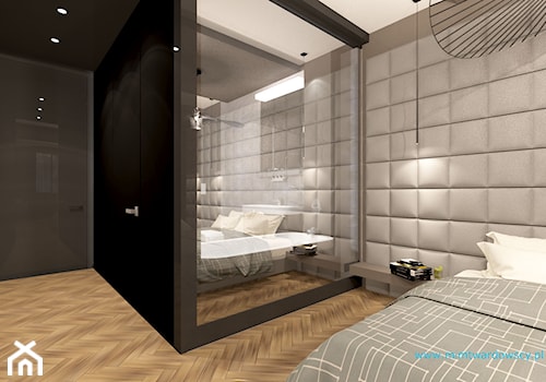 ROOM 01 Pokój hotelowy nowoczesny :) - Średnia czarna sypialnia z łazienką, styl nowoczesny - zdjęcie od mimtwardowscy