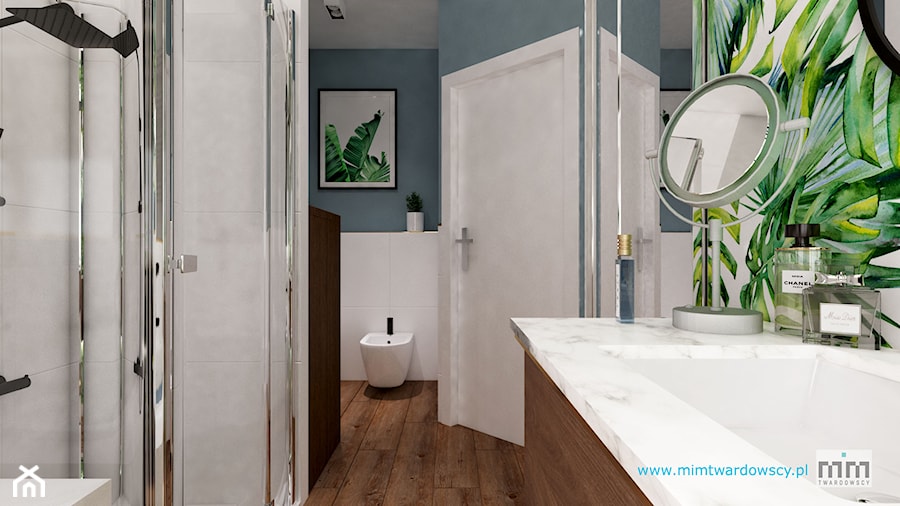 LEWA łazienka w zieleni :) - Średnia bez okna z lustrem z punktowym oświetleniem łazienka, styl nowoczesny - zdjęcie od mimtwardowscy