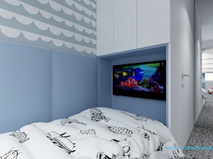 KROP pokój Leo :) - Średni biały szary niebieski pokój dziecka dla nastolatka dla chłopca, styl nowoczesny - zdjęcie od mimtwardowscy