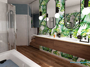 LEWA łazienka w zieleni :) - Średnia bez okna z lustrem z dwoma umywalkami łazienka, styl nowoczesny - zdjęcie od mimtwardowscy