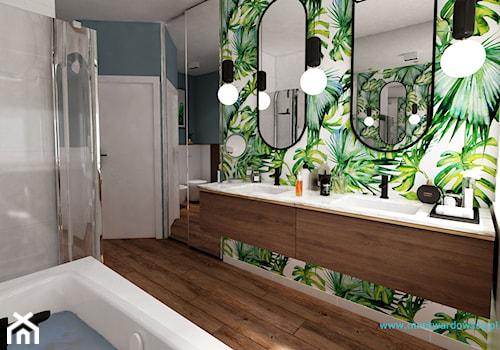 LEWA łazienka w zieleni :) - Średnia bez okna z lustrem z dwoma umywalkami łazienka, styl nowoczesny - zdjęcie od mimtwardowscy