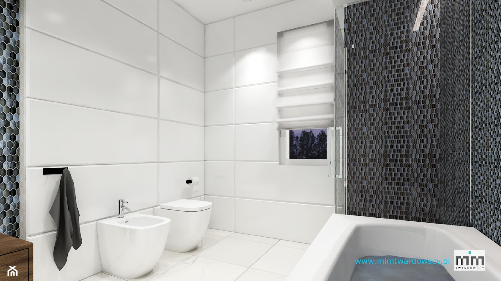 KROP łazienka z piękna mozaiką :) - Średnia z punktowym oświetleniem łazienka z oknem, styl nowoczesny - zdjęcie od mimtwardowscy - Homebook