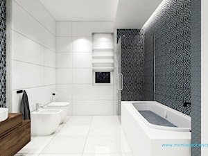 KROP łazienka z piękna mozaiką :) - Duża z lustrem łazienka z oknem, styl nowoczesny - zdjęcie od mimtwardowscy