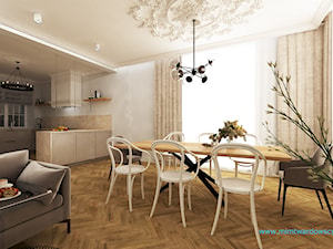 SKRO klasyka ze sztukaterią :) - Średni szary salon z kuchnią z jadalnią, styl tradycyjny - zdjęcie od mimtwardowscy