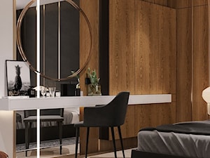 Średnia biała czarna sypialnia, styl nowoczesny - zdjęcie od Sublime studio