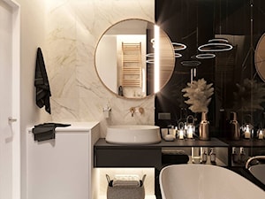 Mała bez okna z lustrem z marmurową podłogą łazienka, styl nowoczesny - zdjęcie od Sublime studio