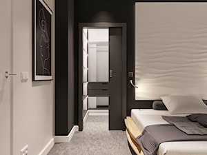 Średnia czarna szara sypialnia z garderobą, styl minimalistyczny - zdjęcie od Sublime studio