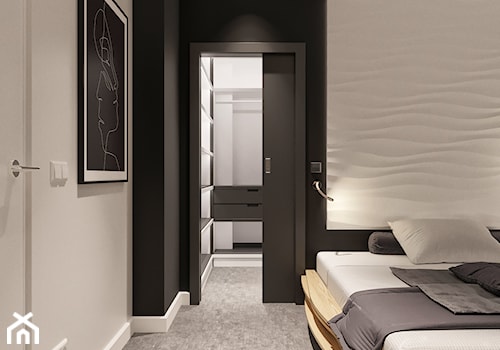 Średnia czarna szara sypialnia z garderobą, styl minimalistyczny - zdjęcie od Sublime studio