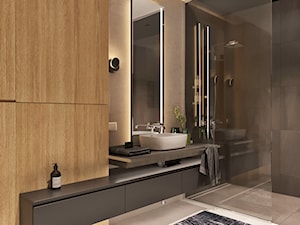 Średnia bez okna z lustrem z punktowym oświetleniem łazienka, styl minimalistyczny - zdjęcie od Sublime studio