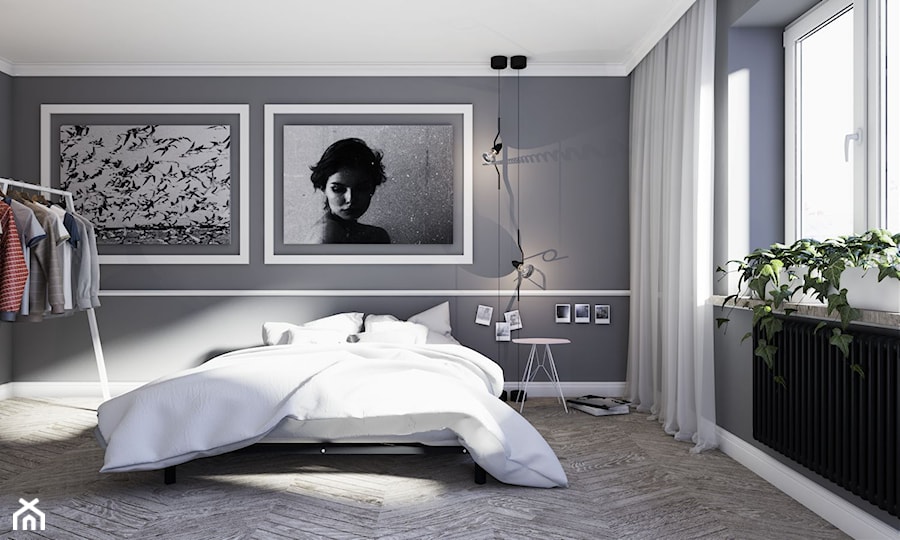 Intero - Duża szara sypialnia z garderobą, styl nowoczesny - zdjęcie od MARBET DESIGN