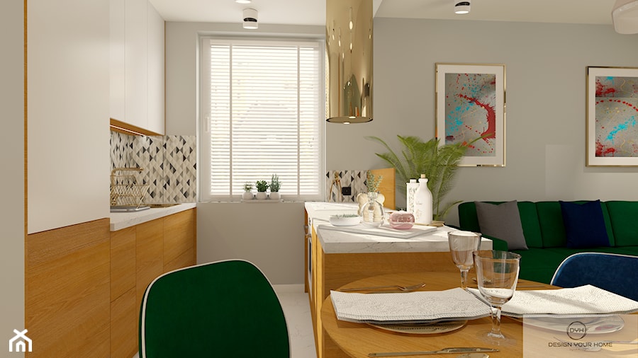 Mieszkanie 56 m2 - dwa pokoje + salon z aneksem kuchennym + taras - Kuchnia, styl nowoczesny - zdjęcie od DESIGNYOURHOME