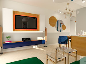 Mieszkanie 56 m2 - dwa pokoje + salon z aneksem kuchennym + taras - Duży biały szary salon z kuchnią, styl nowoczesny - zdjęcie od DESIGNYOURHOME