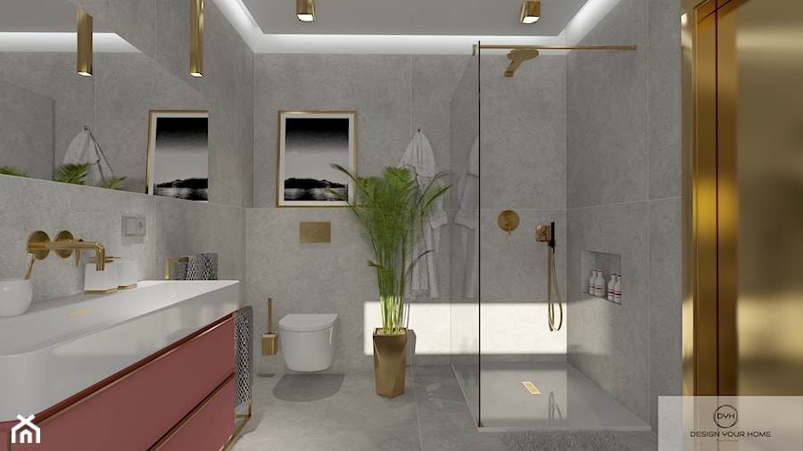 łazienka z złotymi akcentami - Łazienka, styl nowoczesny - zdjęcie od DESIGNYOURHOME