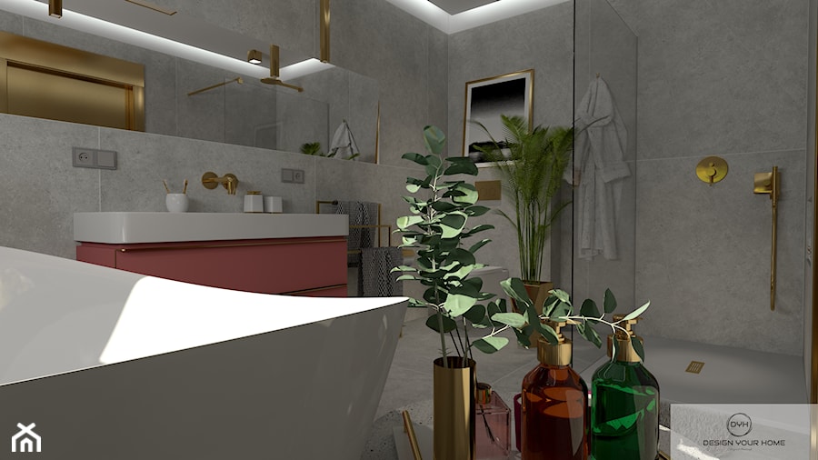 łazienka z złotymi akcentami - Łazienka, styl nowoczesny - zdjęcie od DESIGNYOURHOME