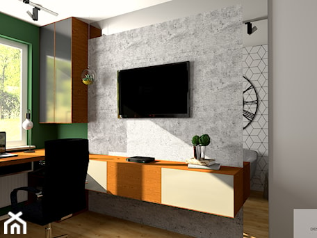 Aranżacje wnętrz - Biuro: Domowe Biuro - Średnie w osobnym pomieszczeniu z sofą z zabudowanym biurkiem białe szare zielone biuro, styl nowoczesny - DESIGNYOURHOME. Przeglądaj, dodawaj i zapisuj najlepsze zdjęcia, pomysły i inspiracje designerskie. W bazie mamy już prawie milion fotografii!