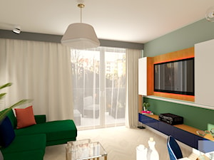 Mieszkanie 56 m2 - dwa pokoje + salon z aneksem kuchennym + taras - Salon, styl nowoczesny - zdjęcie od DESIGNYOURHOME