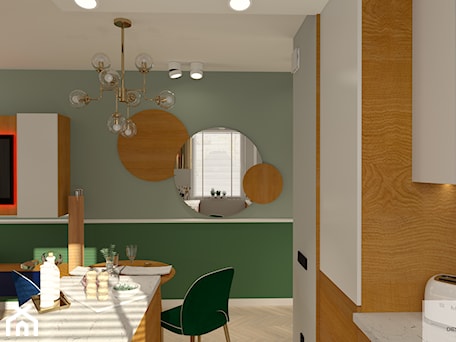 Aranżacje wnętrz - Kuchnia: Mieszkanie 56 m2 - dwa pokoje + salon z aneksem kuchennym + taras - Średnia otwarta z salonem z kamiennym blatem szara zielona z zabudowaną lodówką z lodówką wolnostojącą kuchnia dwurzędowa z wyspą lub półwyspem, styl nowoczesny - DESIGNYOURHOME. Przeglądaj, dodawaj i zapisuj najlepsze zdjęcia, pomysły i inspiracje designerskie. W bazie mamy już prawie milion fotografii!